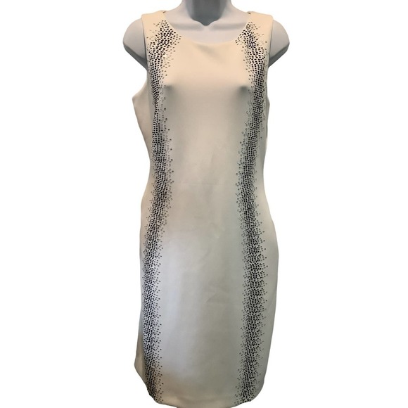 Calvin Klein Dresses & Skirts - CALVIN KLEIN EMBELLISHED SCUBA  CREAM SLEEVELESS SHEATH DRESS 10 NWT